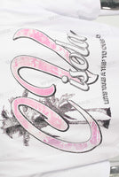 White heavyweight pink digital print t shirt