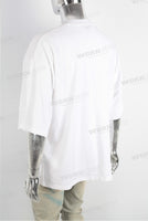 White oversize watermark printing T shirt Men