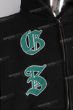 Black embroidered hooded jacket
