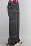 Blue straight acid washed jeans