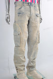 Patchwork cargo embroidered jeans