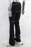 Men black digital paint splatters flared pants