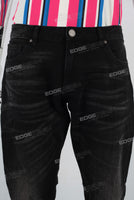 Black flare patchwork boot cut jeans