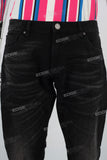 Black flare patchwork boot cut jeans