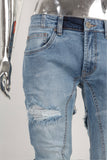 Tie-Dye Stitched Damaged Blue Jeans men