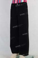 Black straight embroidered jeans