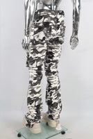 Camouflage cargo flare stack jeans men