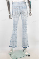 light blue raw hem flare boot cut bootcut women