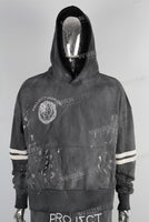 Black digital print paint splatters sun faded hoodie and pants set