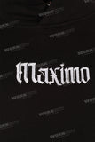 Black heavyweight patch skull hoodie