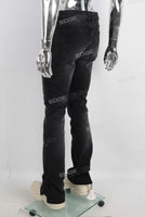 Black Stitching Flared Bottom Jeans men