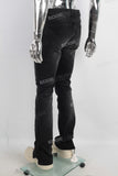 Black Stitching Flared Bottom Jeans men
