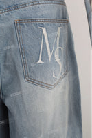 laser print baggy carpenter blue men jeans