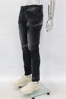 Black Skinny Patchwork Distress Jeans Men
