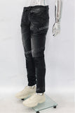 Black Skinny Patchwork Distress Jeans Men