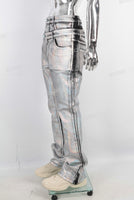 Silver wax double waist flared jeans