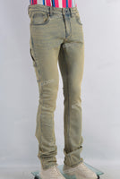 Green acid washed skinny jeans