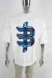 White Oversize Blue Digital Print  T shirt Men