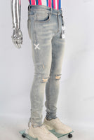 Damage skinny denim jeans
