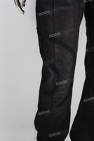 Black patchwork straight jeans men