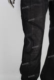 Black patchwork straight jeans men