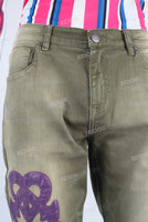 Green patchwork skinny jeans