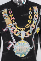 Black oversize digital print t shirt