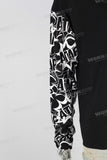 Black patchwork screen printing long shirt