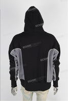Black Oversized Patchwork Embossed puff Print Hoodie Men