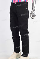 Black embroidered slim fit jeans