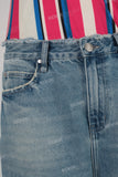 Blue acid washed damaged shorts
