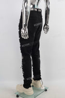 Black patchwork skinny jeans men