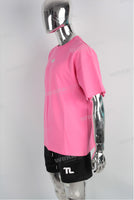pink oversize digital print heavyweight T shirt men