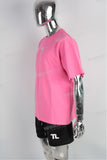 pink oversize digital print heavyweight T shirt men
