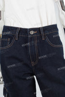 Blue cargo baggy patchwork jeans women