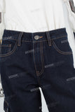 Blue cargo baggy patchwork jeans women