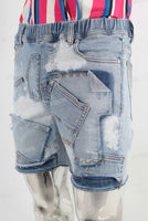 Blue paint splatters patchwork short
