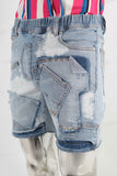 Blue paint splatters patchwork short