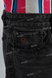 Black acid washed straight jeans