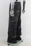 Black baggy wide leg jeans men
