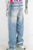 Blue vintage damaged baggy jeans