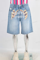 Blue digital print shorts