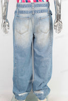 Blue vintage damaged baggy jeans