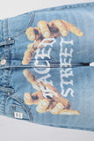 Blue digital print shorts