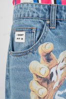 Blue digital print shorts