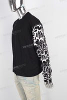 Black patchwork screen printing long shirt