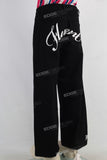 Black straight embroidered jeans