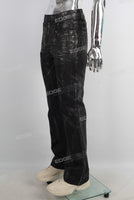 Black waxed flare jeans