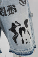 Digital print boot cut shorts