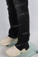 Black Stitching Flared Bottom Jeans men